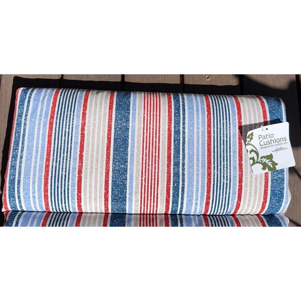 Jordan Outdoor Chaise Lounge Cushion Stripe Patio Fabric Ties New - Picture 2 of 11